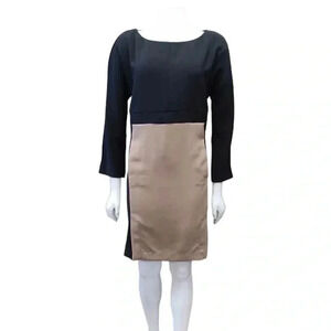 Liviana  Conti Black Tan Ling Sleeve Midi Dress Size XL
